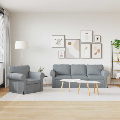 Sofa Set 2 pcs Hellgrau 215 x 82 x 80 cm Stoff