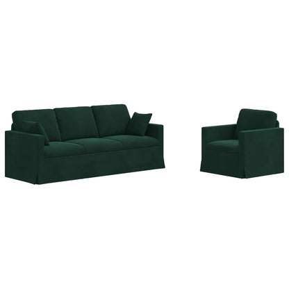 Sofa Set 2 pcs Dunkelgrün 198 x 78 x 80 cm Samt
