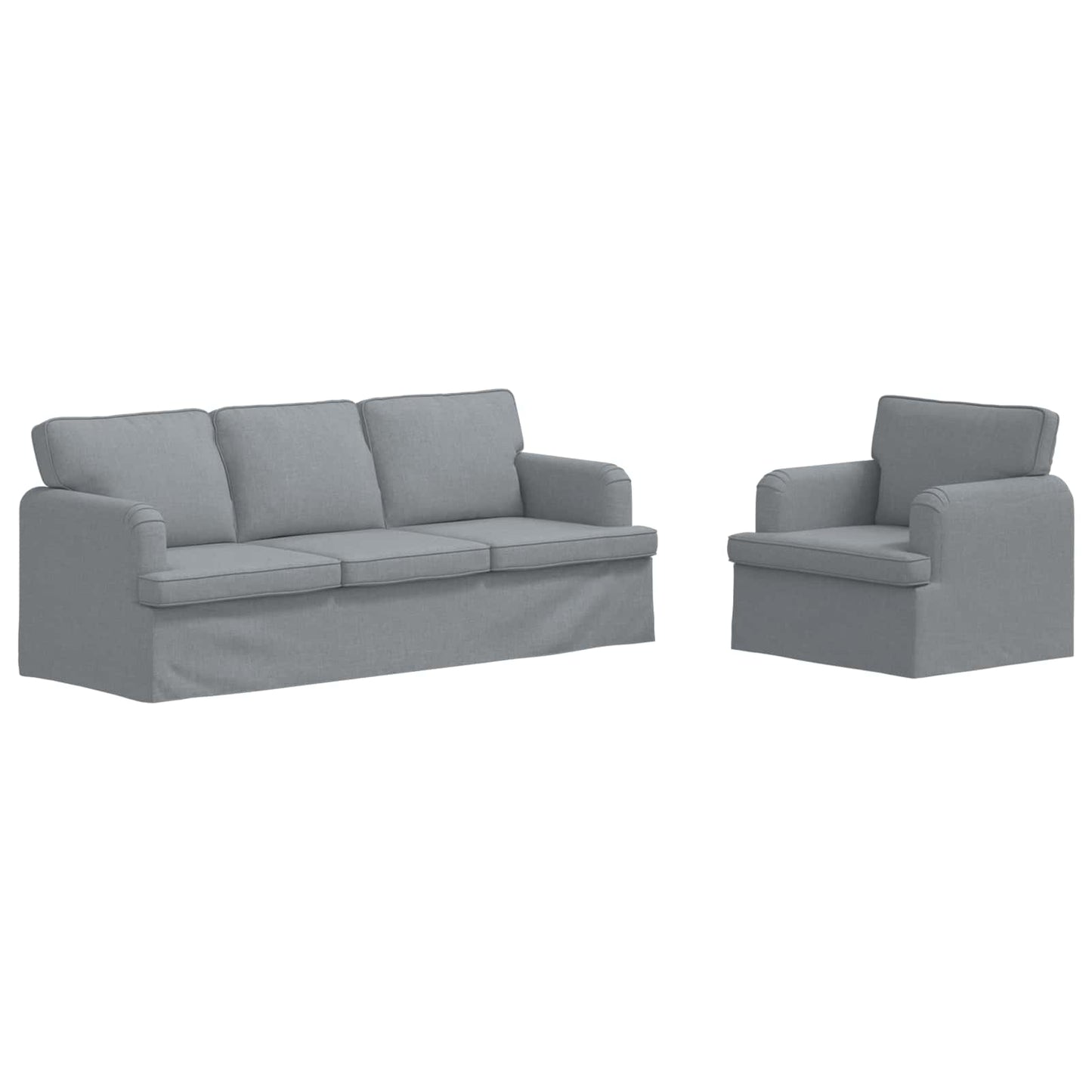 Sofa Set 2 pcs Hellgrau 144 x 80 x 85 cm Stoff