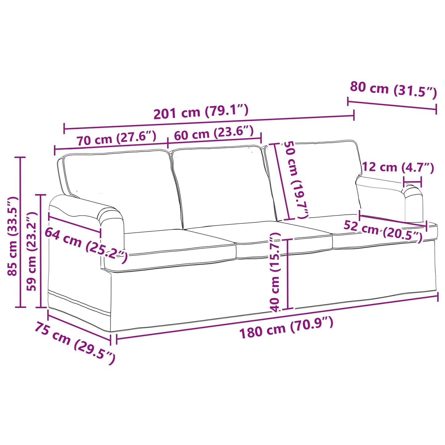 Sofa Set 2 pcs Hellgrau 144 x 80 x 85 cm Stoff