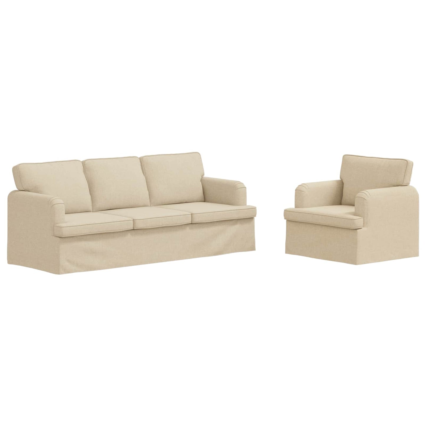 Sofa Set 2 pcs Creme 144 x 80 x 85 cm Stoff