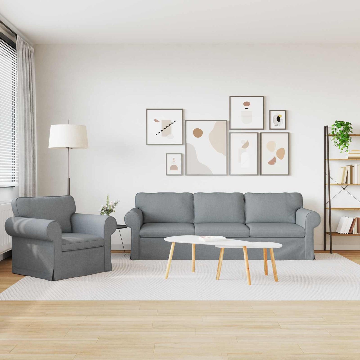 Sofa Set 2 pcs Hellgrau 245 x 82 x 80 cm Stoff