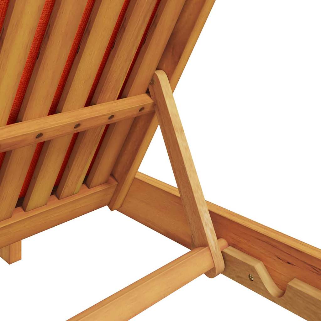 Sonnenliege mit Kissen Rot Massivholz Akazie