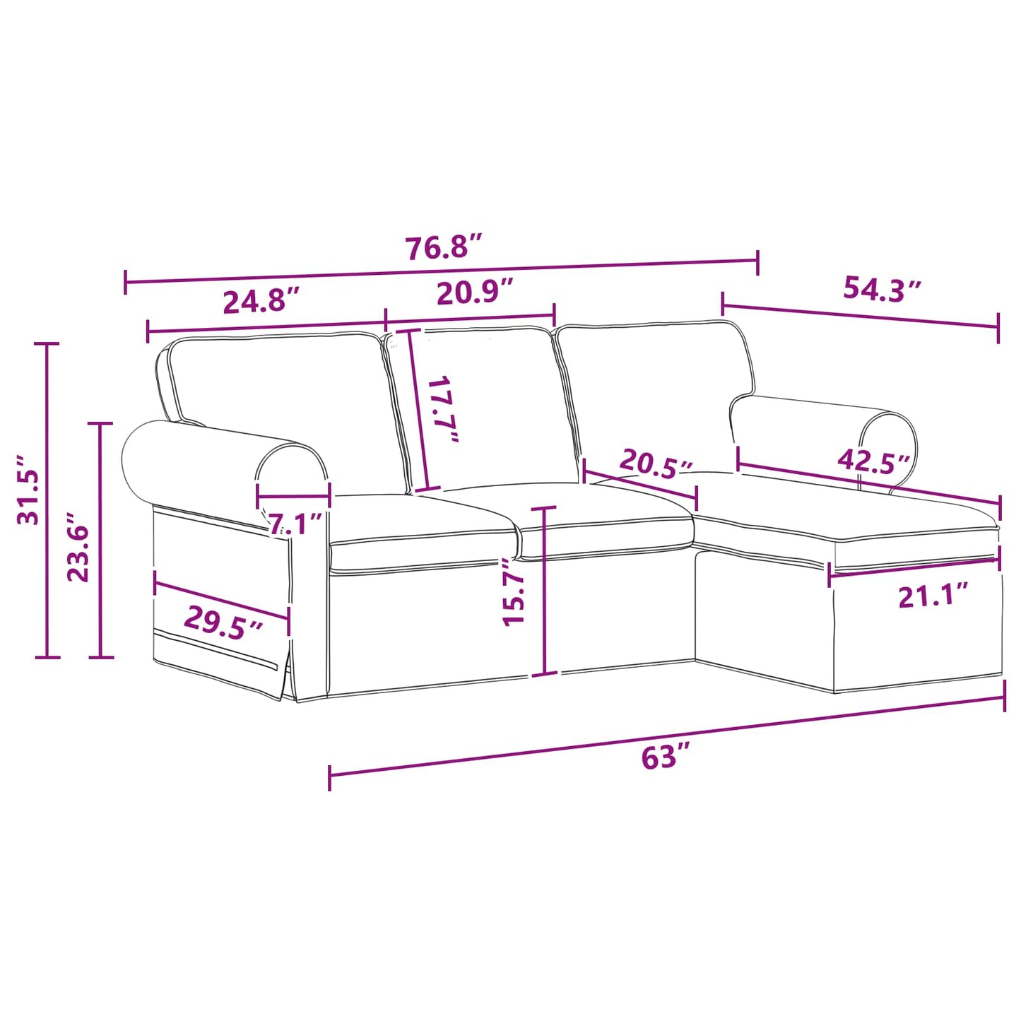 Sofa Dunkelgrau 215 x 138 x 80 cm Stoff
