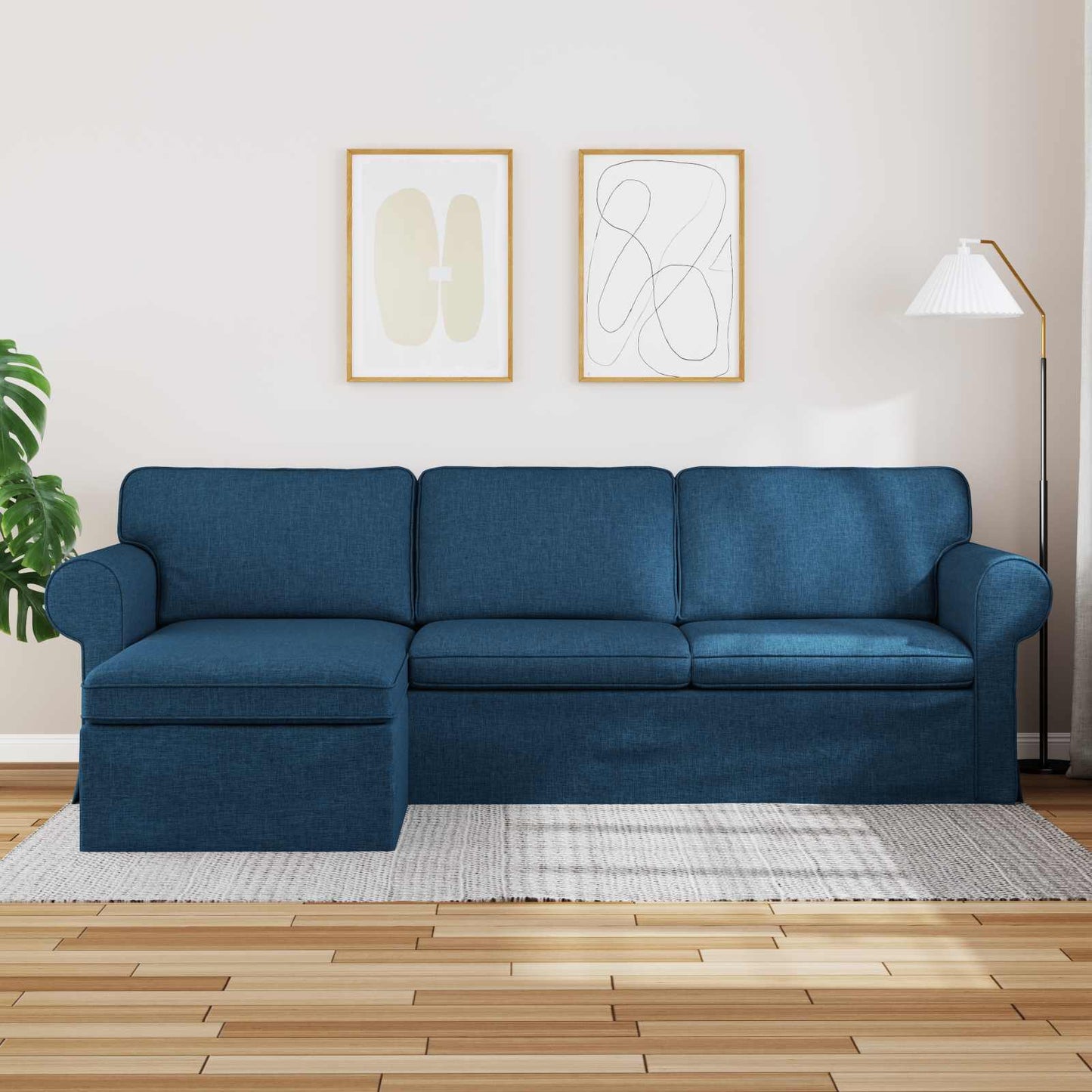 Sofa Blau 215 x 138 x 80 cm Stoff