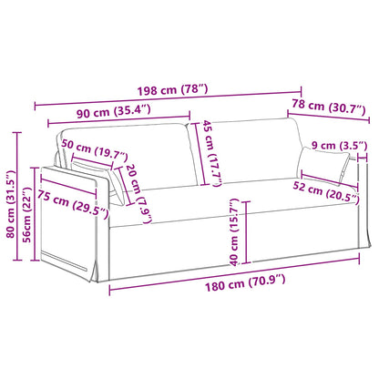 Sofa Dunkelgrau 198 x 78 x 80 cm Stoff
