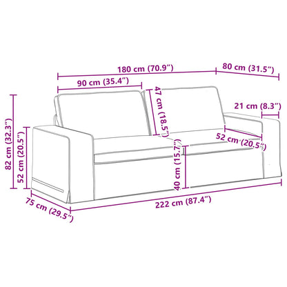 Sofa Hellgrau 222 x 80 x 82 cm Stoff