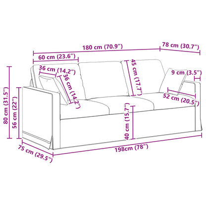 Sofa Dunkelgrau 198 x 78 x 80 cm Samt