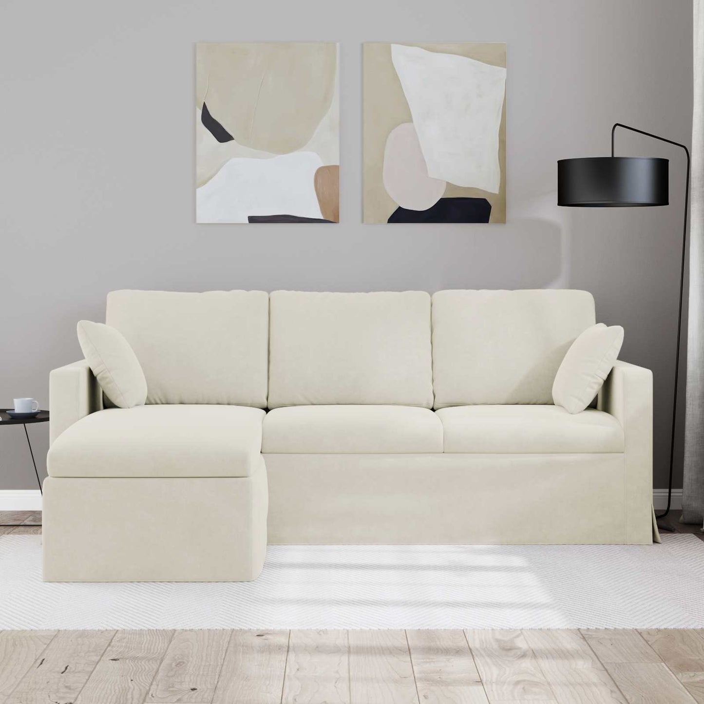 Sofa Creme 198 x 134 x 80 cm Samt