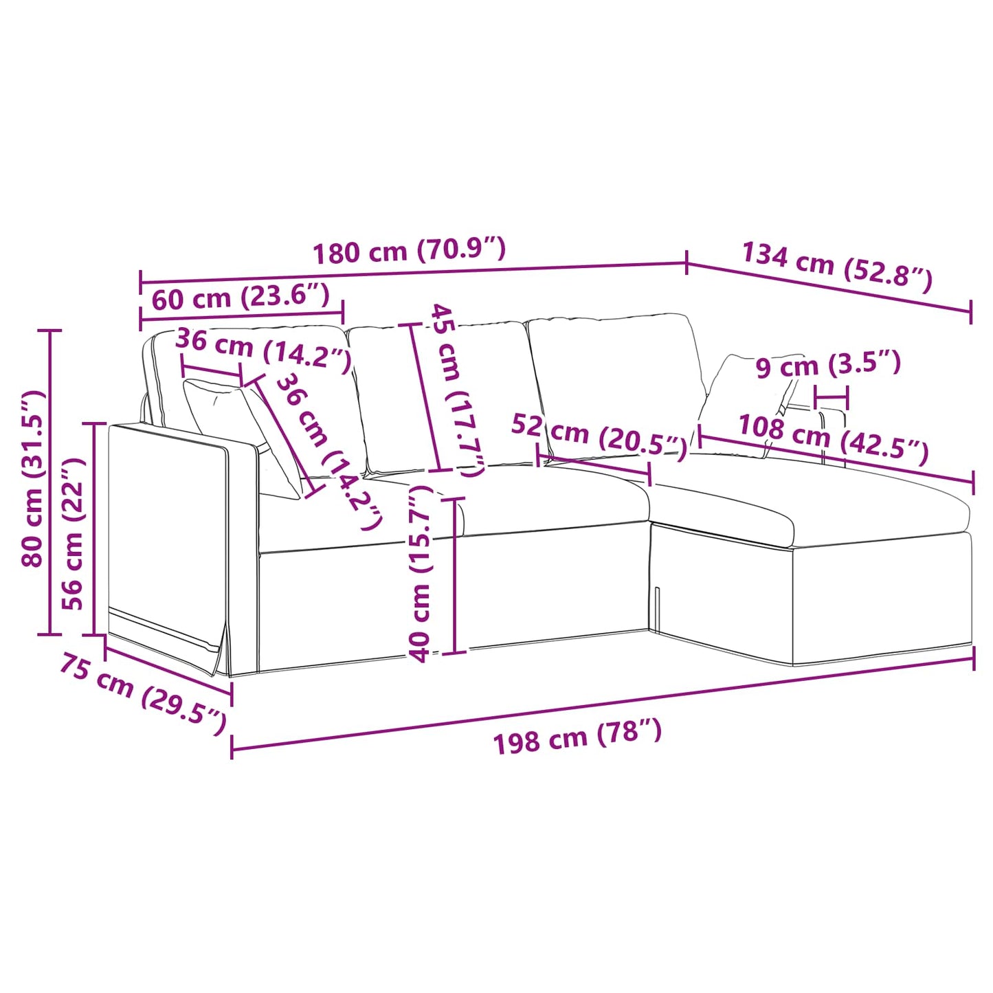 Sofa Creme 198 x 134 x 80 cm Samt