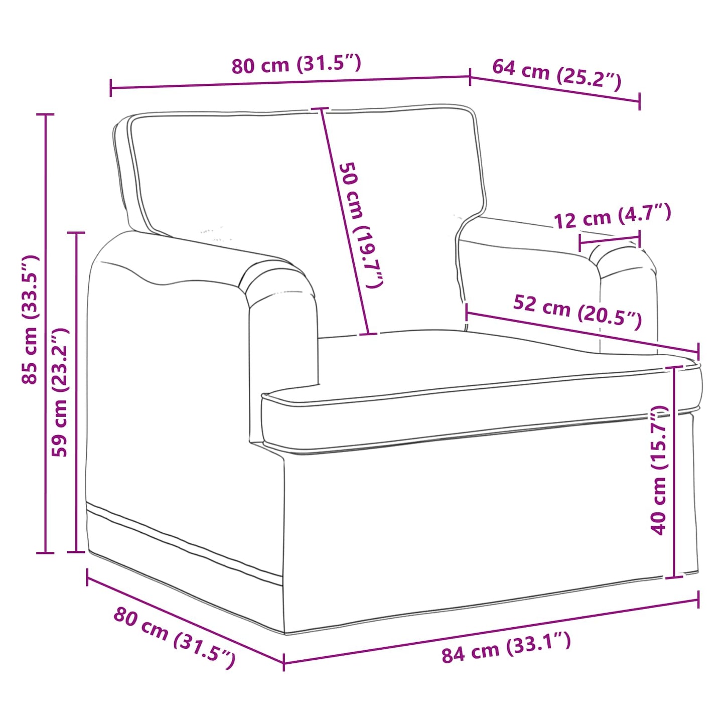 Sofa Blau 84 x 80 x 85 cm Stoff