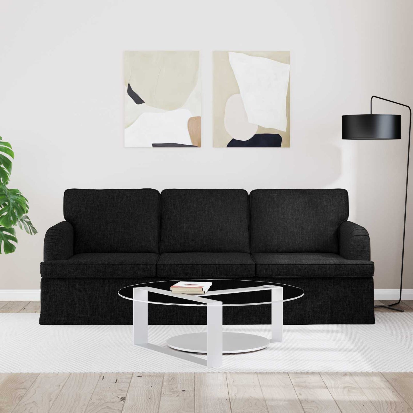 Sofa Schwarz 201 x 80 x 85 cm Stoff