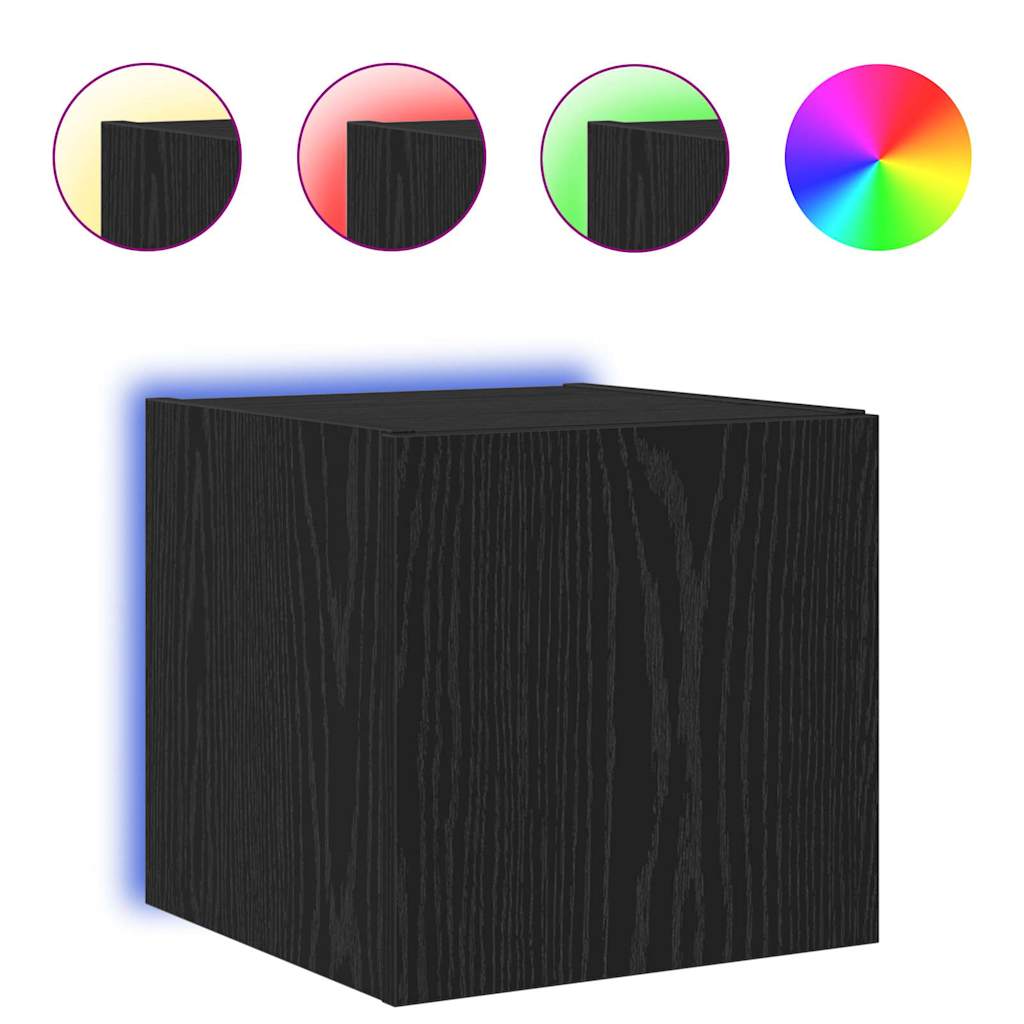 TV-Wandschrank Schwarz Eichen-Optik 30,5 x 35 x 30 cm