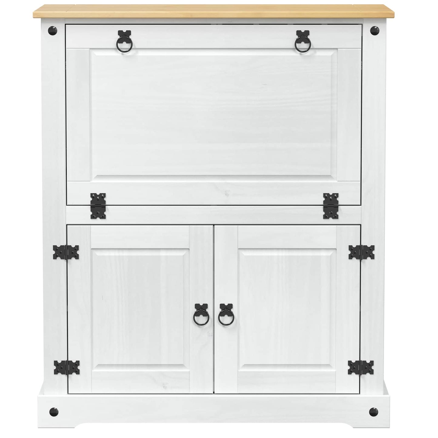 Weinschrank Weiß 97 x 45 x 114 cm Massives Kiefernholz