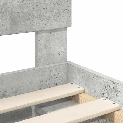 Bettrahmen mit Kopfteil Beton Grau 150 x 200 cm Holzwerkstoff