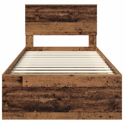 Bettrahmen mit Kopfteil Altholz 90 x 200 cm Holzwerkstoff