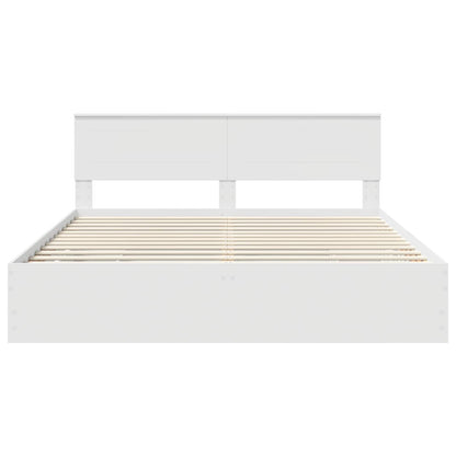 Bettrahmen mit Schubladen Weiß 200 x 200 cm Ingenieurs Holz