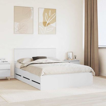 Bettrahmen mit Schubladen Weiß 160 x 200 cm Ingenieurs Holz