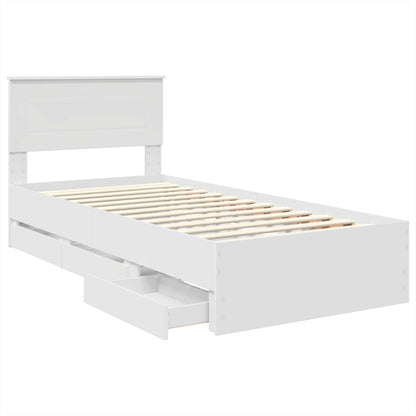 Bettrahmen mit Schubladen Weiß 90 x 200 cm Ingenieurs Holz