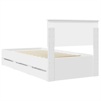 Bettrahmen mit Schubladen Weiß 90 x 200 cm Ingenieurs Holz