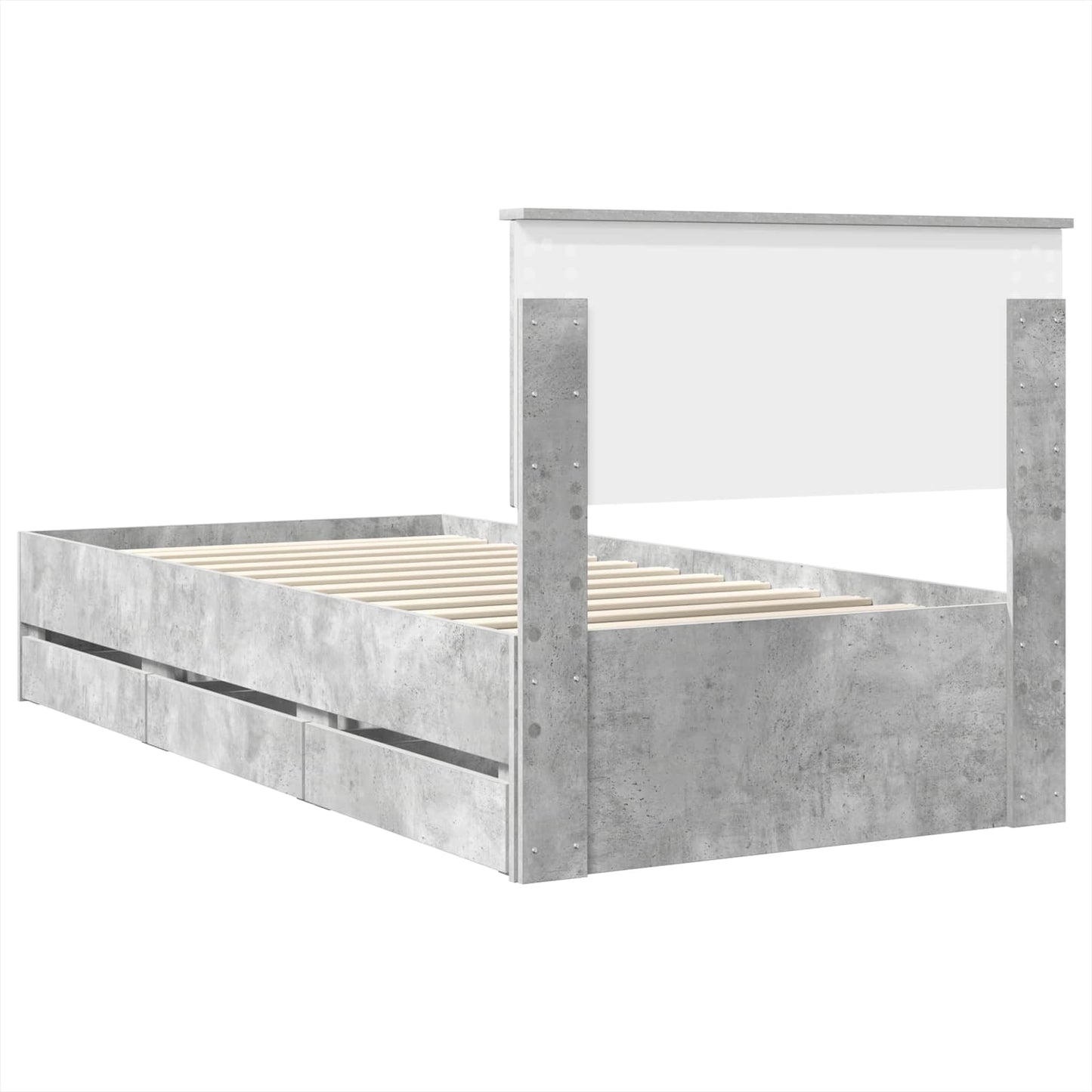Bettrahmen mit Kopfteil Beton Grau 75 x 190 cm Ingenieurs Holz