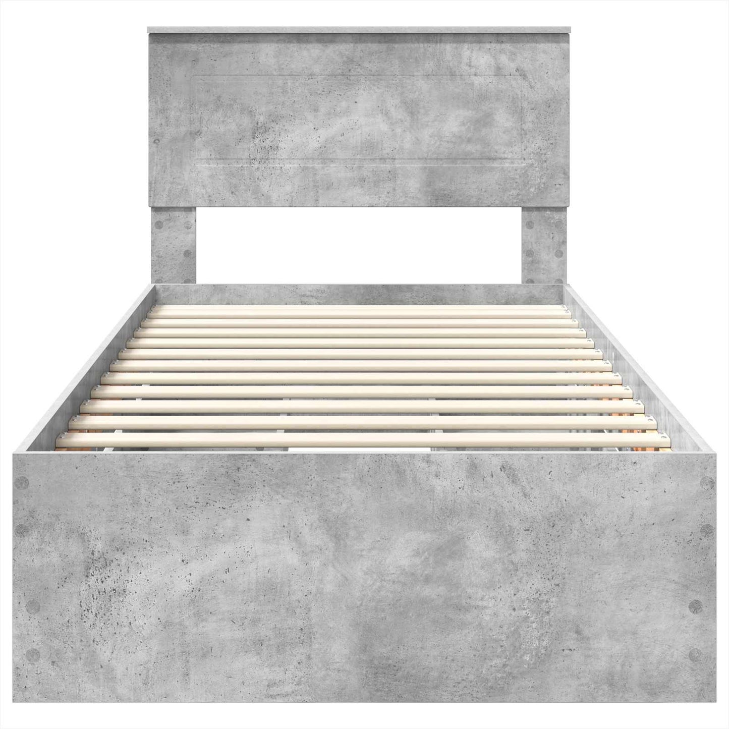 Bettrahmen mit Kopfteil Beton Grau 75 x 190 cm Ingenieurs Holz
