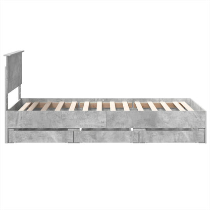 Bettrahmen mit Kopfteil Beton Grau 75 x 190 cm Ingenieurs Holz