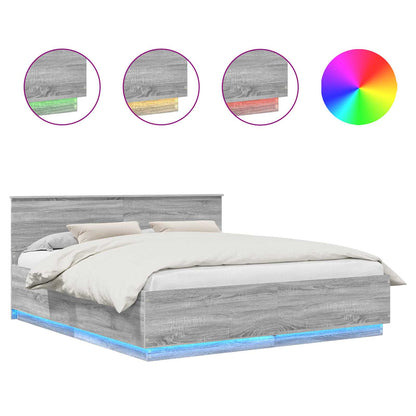 Bettrahmen Graues Sonoma 200 x 200 cm Holzwerkstoff