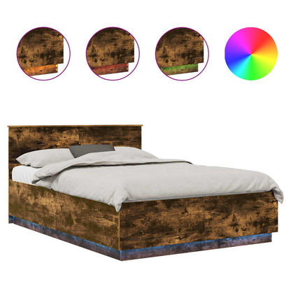 Bettrahmen Geräucherte Eiche 140 x 190 cm Holzwerkstoff