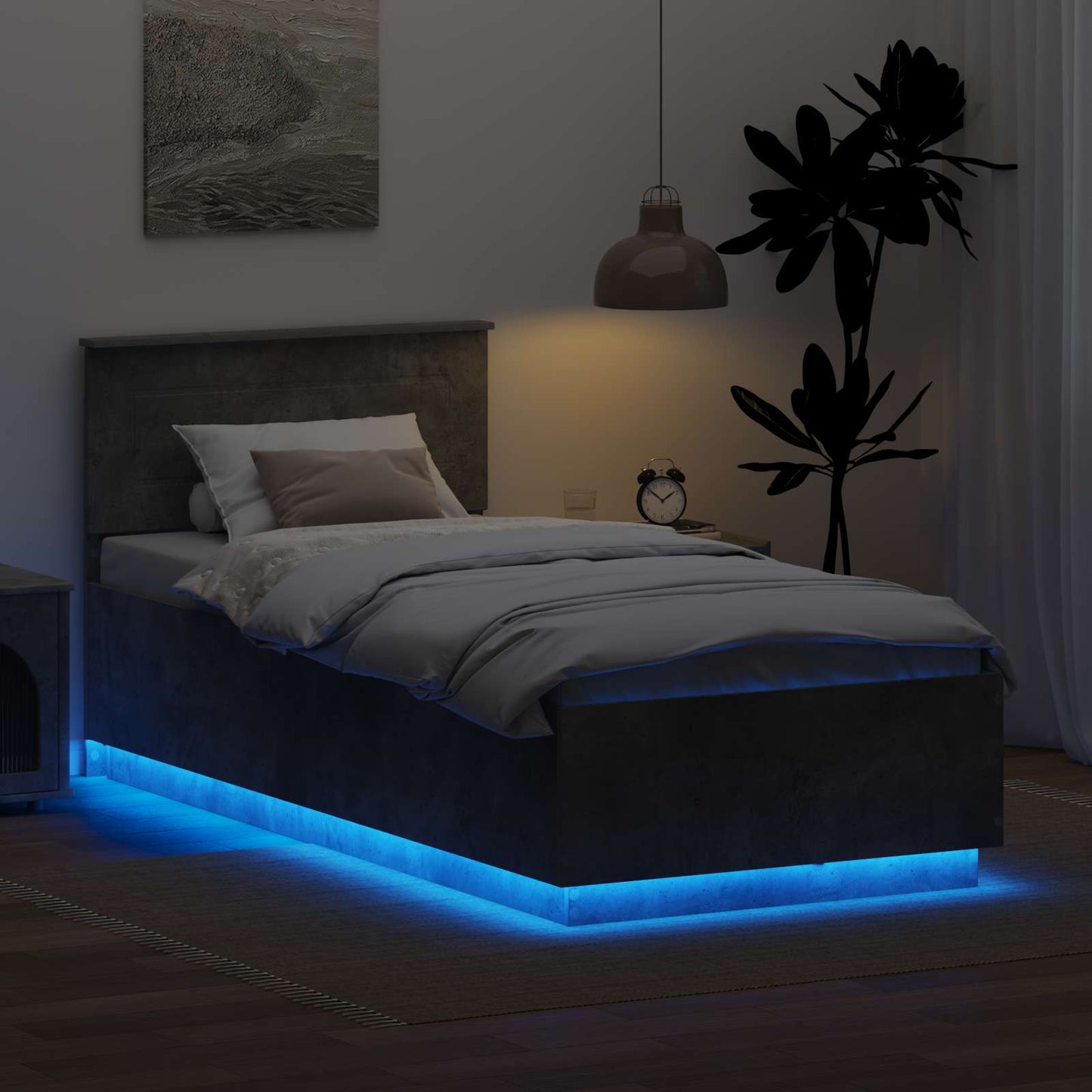 Bettrahmen mit Kopfteil Beton Grau 70 x 190 cm Holzwerkstoff