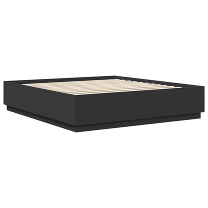 Bettrahmen mit Kopfteil Schwarz 200 x 200 cm Holzwerkstoff