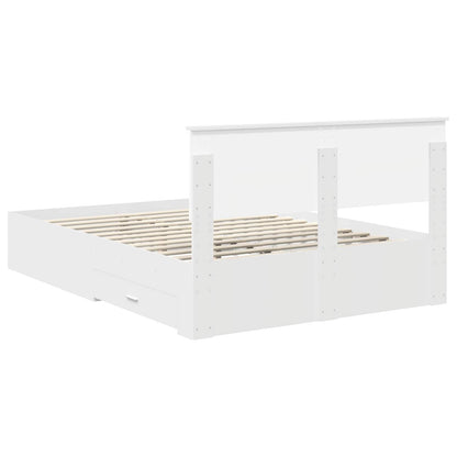 Bettrahmen mit Kopfteil Weiß 160 x 200 cm Holzwerkstoff