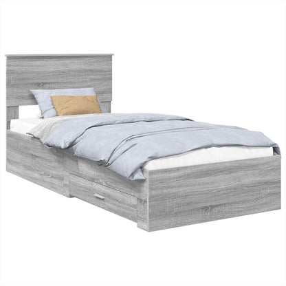 Bettrahmen Graue Sonoma und Silber 75 x 190 cm Holzwerkstoff