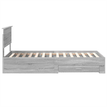 Bettrahmen Graue Sonoma und Silber 75 x 190 cm Holzwerkstoff