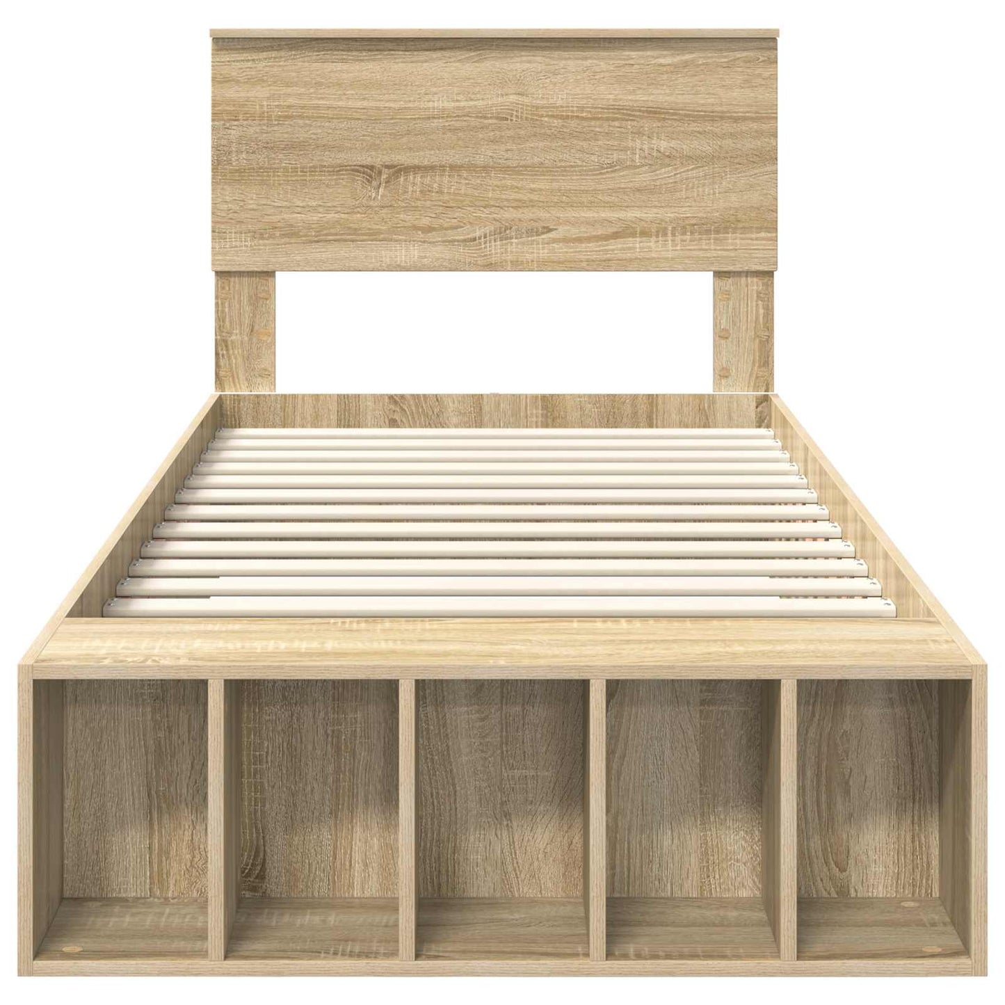 Bettrahmen mit Regal Sonoma-Eiche 100 x 200 cm Holzwerkstoff