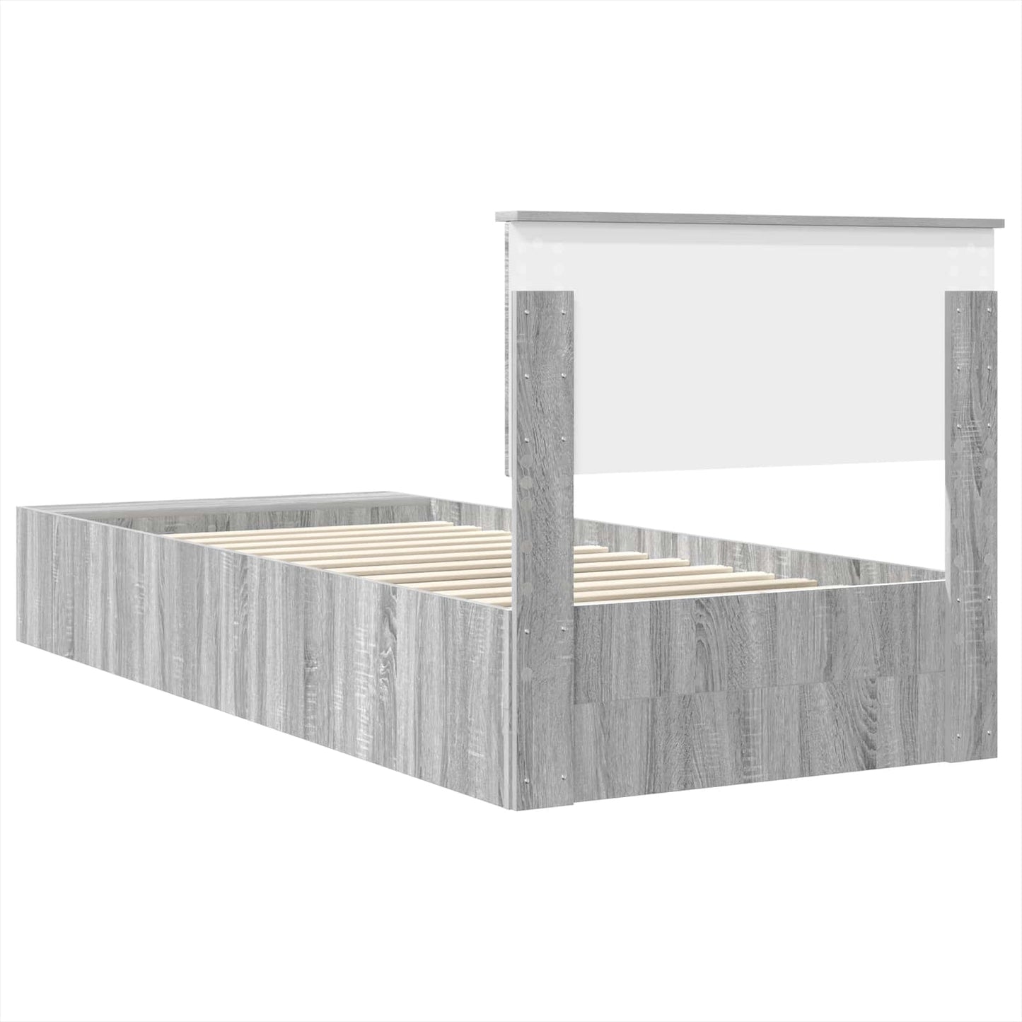 Bettrahmen mit Regal Graues Sonoma 75 x 190 cm Holzwerkstoff