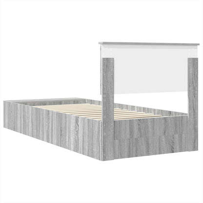 Bettrahmen mit Regal Graues Sonoma 75 x 190 cm Holzwerkstoff