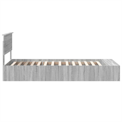 Bettrahmen mit Regal Graues Sonoma 75 x 190 cm Holzwerkstoff