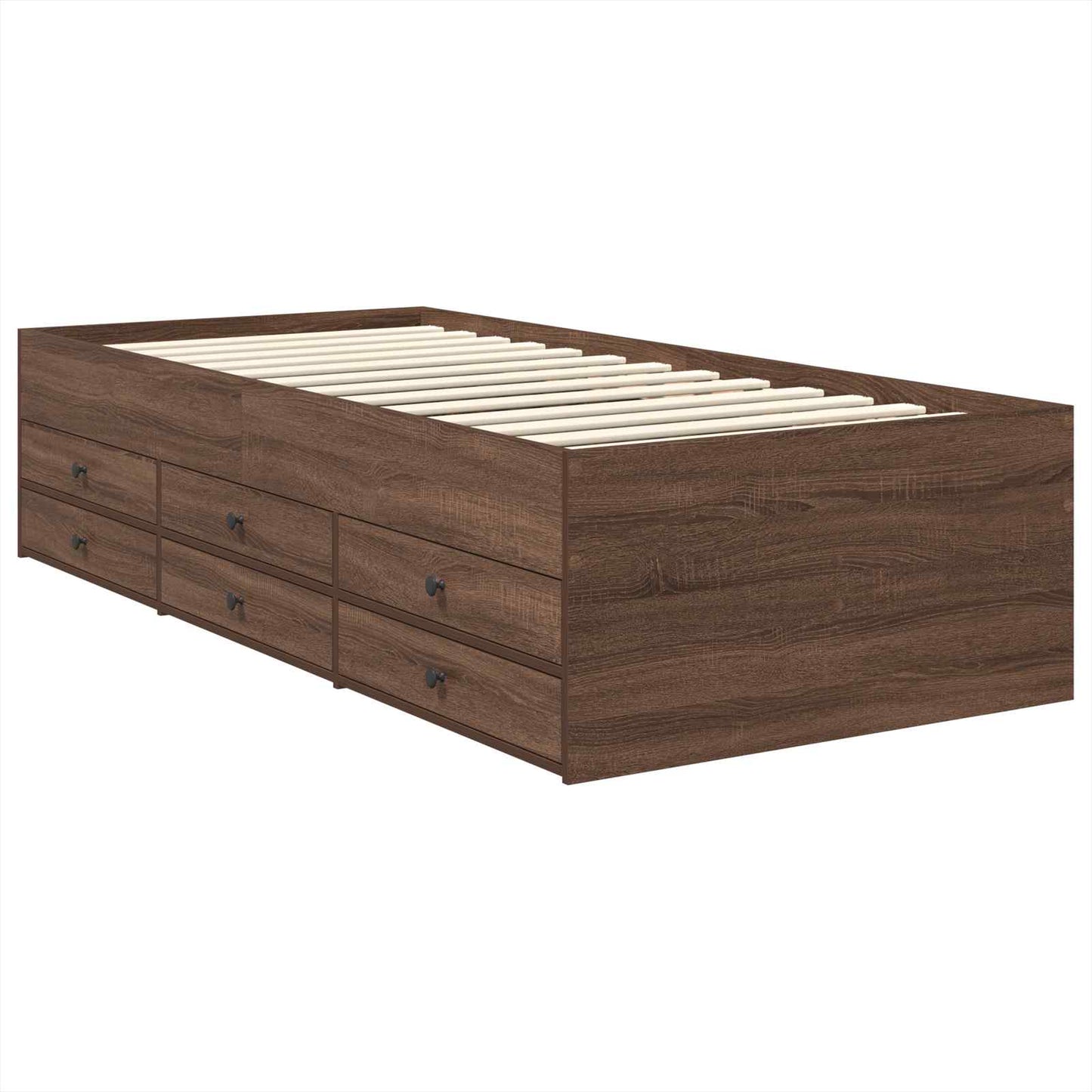 Tagesbett Braun Eiche und Schwarz 100 x 200 cm Holzwerkstoff