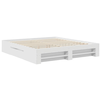 Bettrahmen mit Kopfteil Weiß 200 x 200 cm Holzwerkstoff