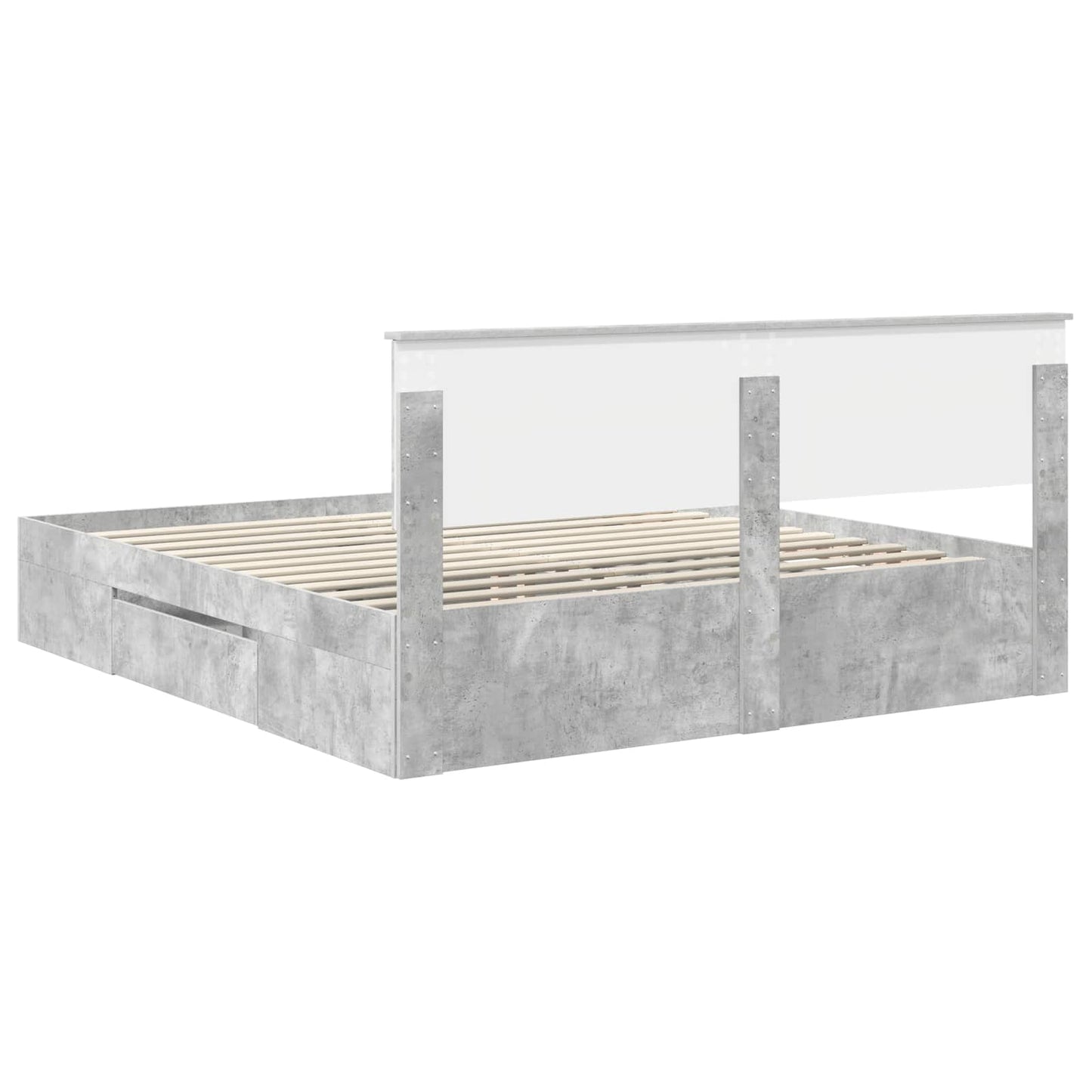 Bettrahmen mit Kopfteil Beton Grau 200 x 200 cm Holzwerkstoff