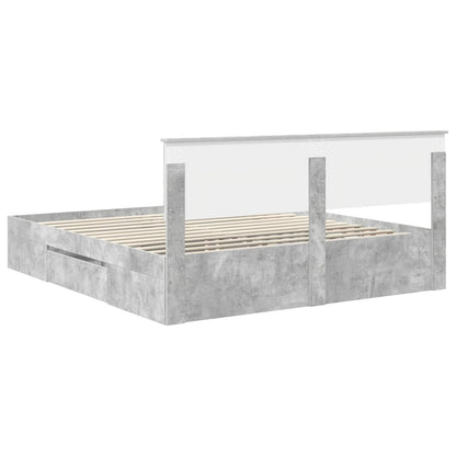 Bettrahmen mit Kopfteil Beton Grau 200 x 200 cm Holzwerkstoff