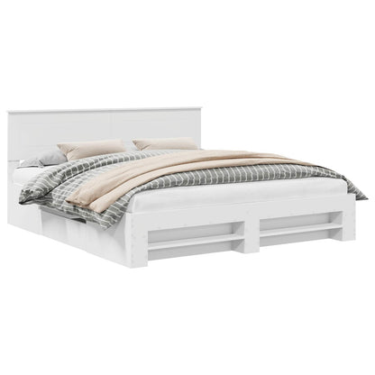 Bettrahmen mit Kopfteil Weiß 180 x 200 cm Holzwerkstoff