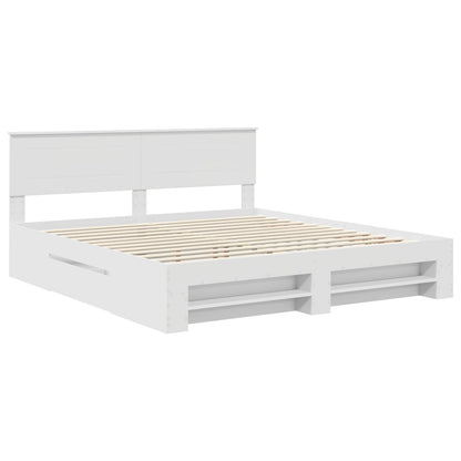 Bettrahmen mit Kopfteil Weiß 180 x 200 cm Holzwerkstoff