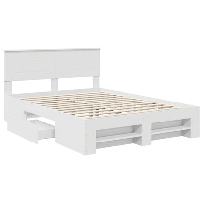 Bettrahmen mit Kopfteil Weiß 150 x 200 cm Holzwerkstoff