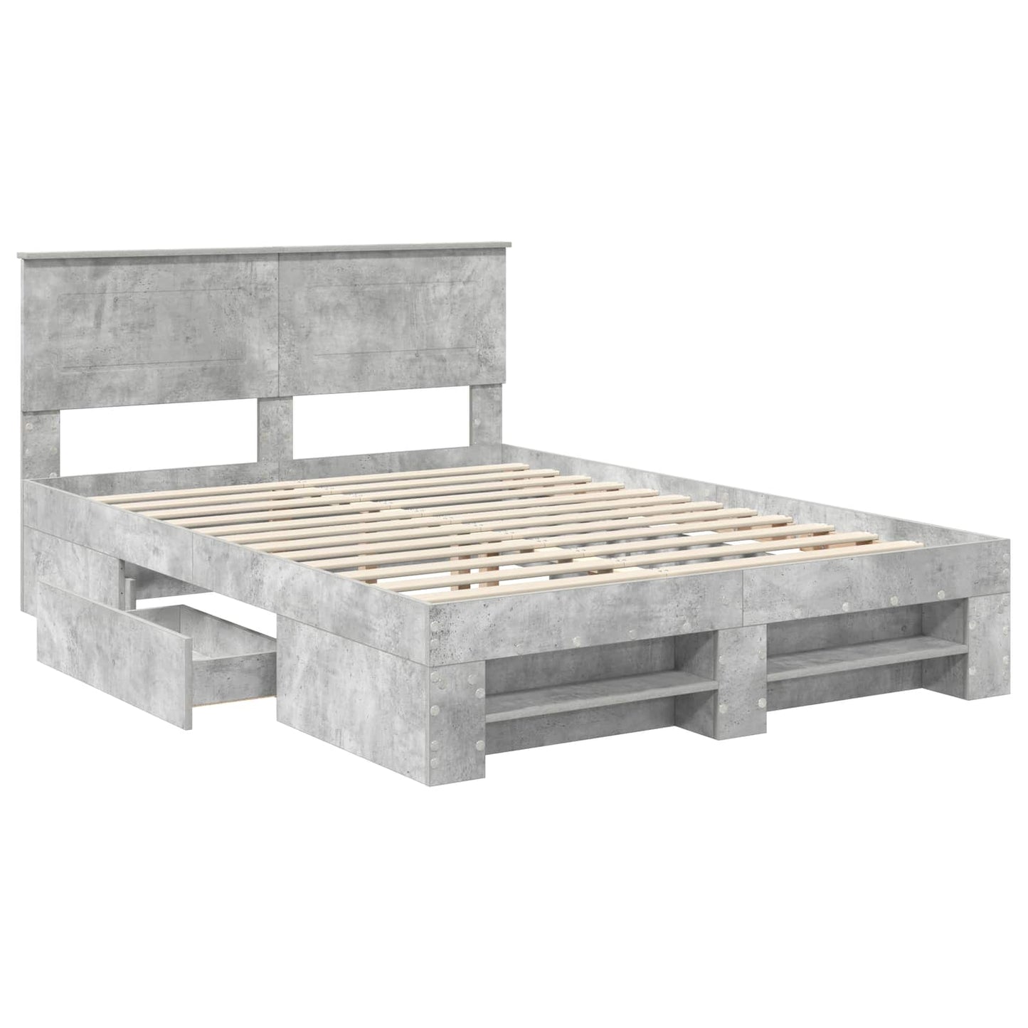 Bettrahmen mit Kopfteil Beton Grau 140 x 200 cm Holzwerkstoff