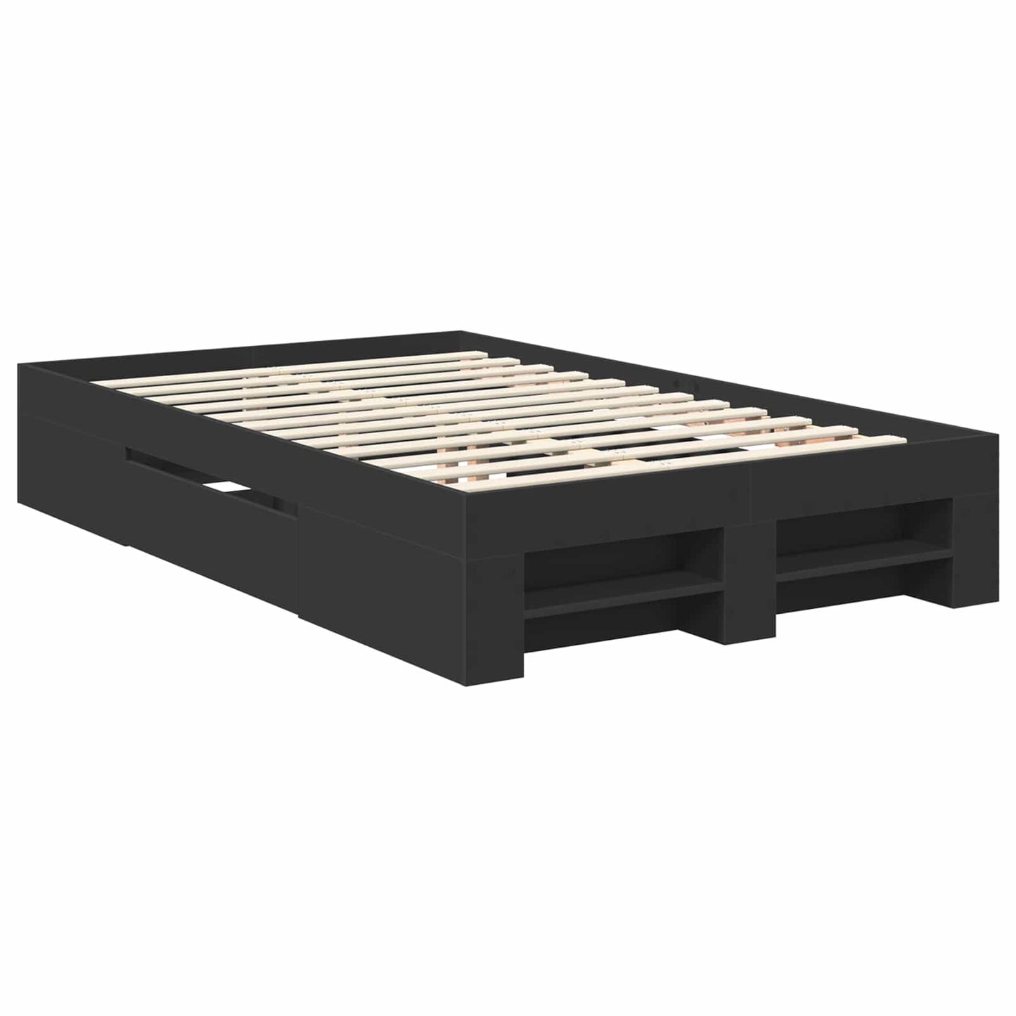 Bettrahmen mit Kopfteil Schwarz 120 x 200 cm Holzwerkstoff