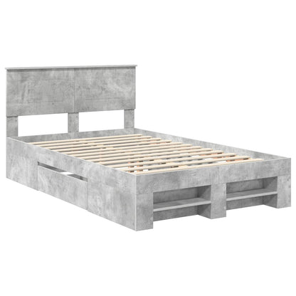 Bettrahmen mit Kopfteil Beton Grau 120 x 200 cm Holzwerkstoff