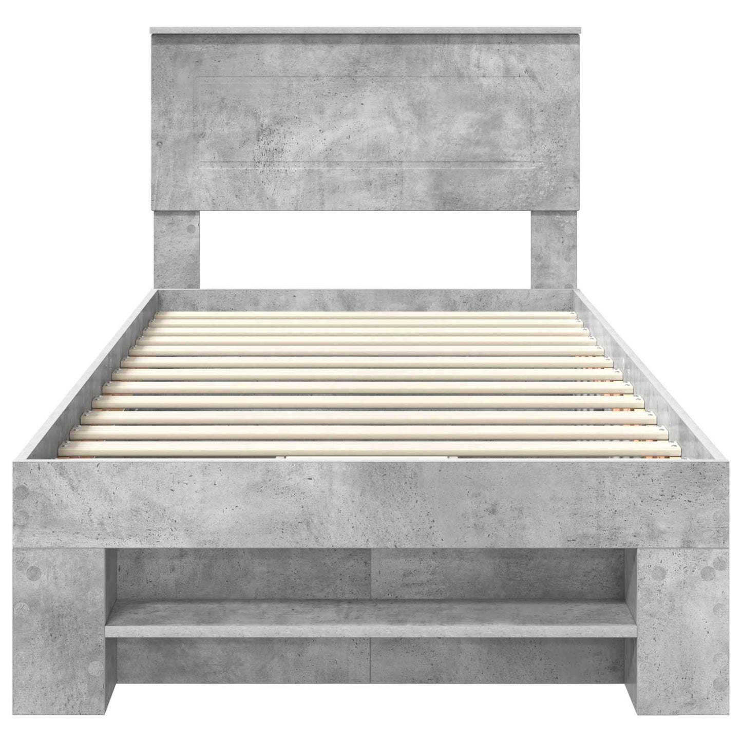 Bettrahmen mit Kopfteil Beton Grau 90 x 200 cm Holzwerkstoff