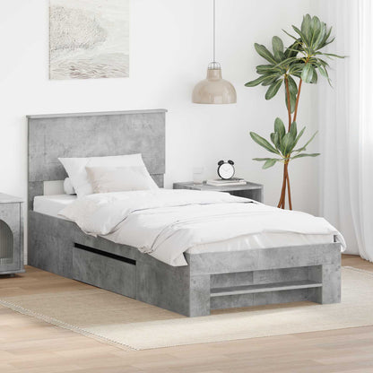Bettrahmen mit Kopfteil Beton Grau 80 x 200 cm Holzwerkstoff